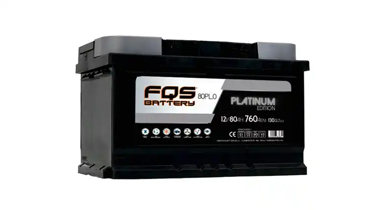 Batería FQS80PL.0 de la gama Platinum de FQS BATTERY. 12V 80AH 760a(EN)+D. Con ojo mágico y un rendimiento 30% superior.