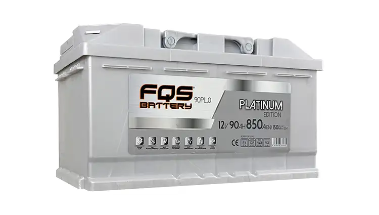 Batería FQS90PL.0 de la gama Platinum de FQS BATTERY. 12V 90AH 850a(EN)+D. Con ojo mágico y un rendimiento 30% superior.