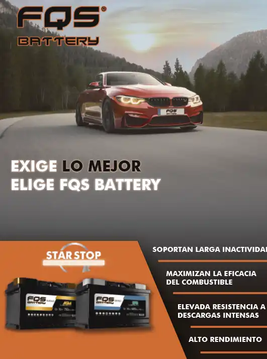 Promotional poster for AGM and EFB batteries from FQS Battery.