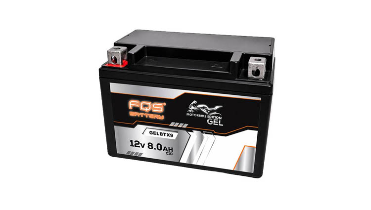 Bateria FQS GELBTX9 da gama MOTORBIKE ORIGINAL da FQS BATTERY. Bateria de moto GEL 12V 8Ah 135A CCA + I.